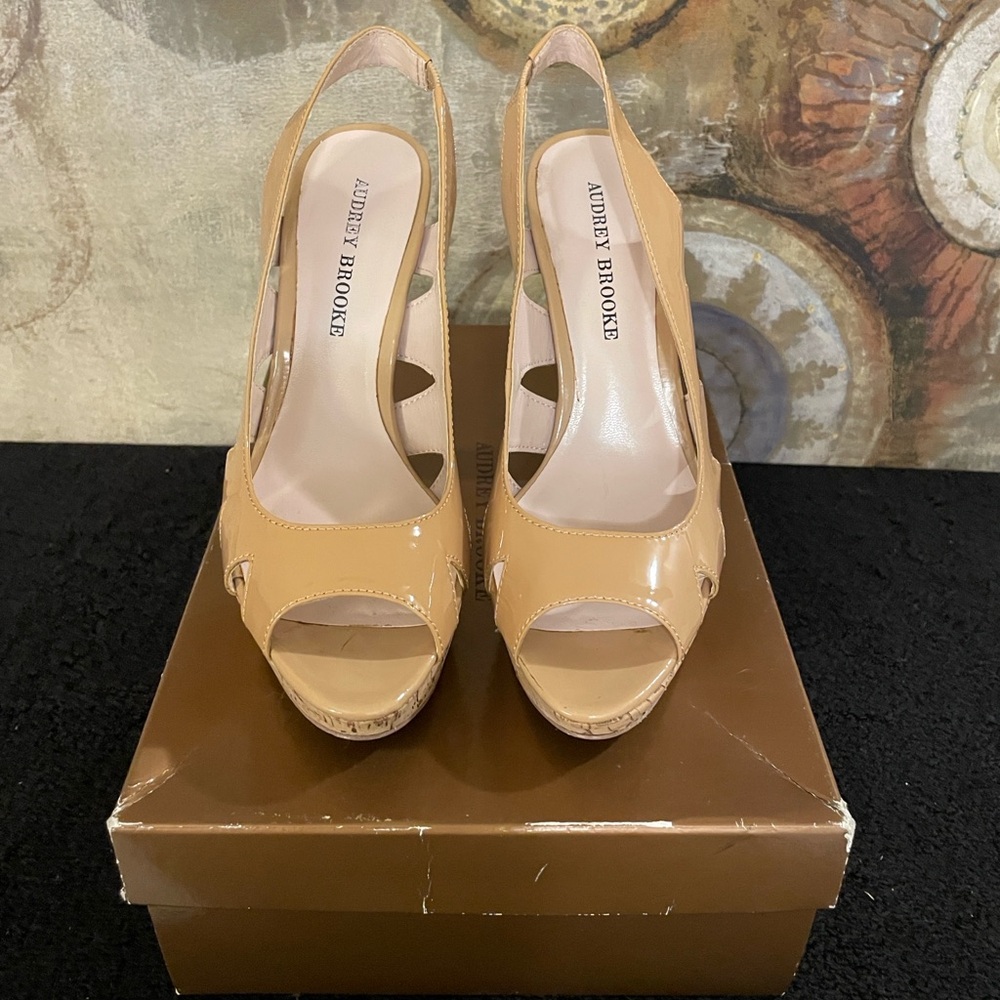 Audrey Brooke Nude Patent Leather Shoes